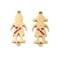 Valentine's Day Ion Plating(IP) 304 Stainless Steel FireBrick Enamel Boy Girl Connector Charms, Human Links Set, Golden, 21.5x9.5x1mm, Hole: 1.6mm, 2pcs/set(STAS-Z078-16G)