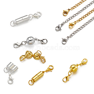 DIY Jewelry, 304 Stainless Steel End Chain and Brass Magnetic Clasps, Round & Column, Mixed Color, End Chain: 50~150x6.5mm, 8strands/set, Magnetic Clasps: 38.5x6mm,  15x10mm(DIY-TA0002-09)