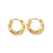 Ion Plating(IP) 304 Stainless Steel Hoop Earrings, Twist, Golden, 13.5x15.5x2.5mm(EJEW-H018-05G-01)