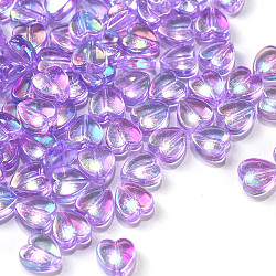 100Pcs Eco-Friendly Transparent Acrylic Beads, Dyed, AB Color, Heart, Plum, 8x8x3mm, Hole: 1.5mm(TACR-YW0001-07D)