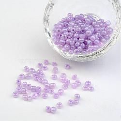 DIY Craft Beads 6/0 Ceylon Round Glass Seed Beads, Plum, Size: about 4mm in diameter, hole:1.5mm, about 495pcs/50g(X-SEED-A011-4mm-150)
