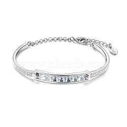 SHEGRACE Alloy Bangles, with Grade AAA Cubic Zirconia, Platinum, 150mm(JB25B)