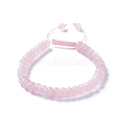 Adjustable Natural Rose Quartz Braided Bead Bracelets, with Nylon Cord, 2 inch~2-1/2 inch(5.2~6.6cm)(BJEW-F369-A13)