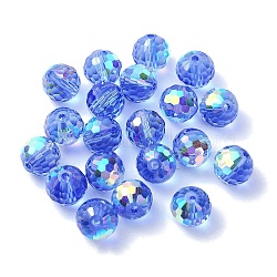 AB Color Plated Glass Beads, Faceted Round, Cornflower Blue, 10x9mm, Hole: 1.5mm(EGLA-P059-02B-AB19)