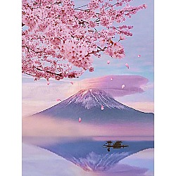 Landscape Diamond Painting Kits, Including Acrylic Board, Resin Rhinestones Bag, Diamond Sticky Pen, Tray Plate and Glue Clay, Rubbing Board, Tweezers, Pearl Pink, 400x300mm(PW-WG69974-01)