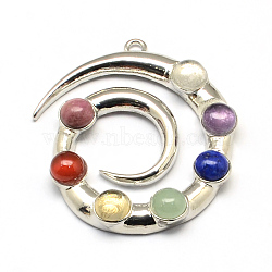 Vortex Chakra Alloy Gemstone Big Pendants, Platinum, 57x51x8mm, Hole: 3mm(PALLOY-R082-02P)