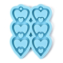 Heart Pendant Silicone Molds, Resin Casting Molds, For UV Resin, Epoxy Resin Jewelry Making, Dark Cyan, 82x63x7mm(DIY-P022-15)