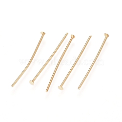 304 Stainless Steel Flat Head Pins, Real 24K Gold Plated, 22 Gauge, 20.3x0.6mm, Head: 1.4mm(X-STAS-L238-006F-G)