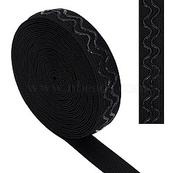 10 Yards Non-slip Transparent Silicone Polyester Elastic Band, Waved Soft Rubbers Elastic Belt, DIY Sewing Underwear Accessories, Black, 20mm(SRIB-GF0001-26A-02)