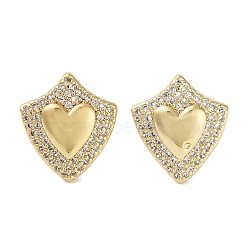 Brass Micro Pave Cubic Zirconia Stud Earrings for Women, Long-Lasting Plated, Cadmium Free & Lead Free, Real 18K Gold Plated, Heart, 15.5x14mm(EJEW-E310-12G-01)