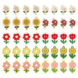 ARRICRAFT 40Pcs 10 Style Alloy Enamel Pendants, Flower, Mixed Color, 18~25x11.5~15mm, 4pcs/style(ENAM-AR0001-57)