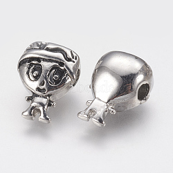 Ion Plating(IP) 304 Stainless Steel Beads, Human, Antique Silver, 14x11x7mm, Hole: 2.5mm(STAS-J022-019AS)