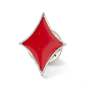 Playing Card Enamel Pin, Poker Alloy Brooch for Backpack Clothes, Platinum, Red, 20.5x15x10.3mm