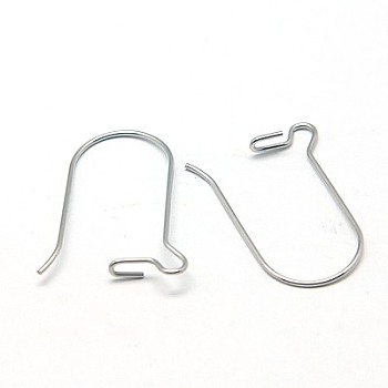 316 Surgical Stainless Steel Hook Earrings, Stainless Steel Color, 25x12mm, Pin: 0.7mm