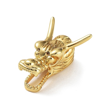 Rack Plating Brass Bead, Cadmium Free & Lead Free, Long-Lasting Plated, Large Hole Beads, Dragon Head, Golden, 27x17x13mm, Hole: 5mm