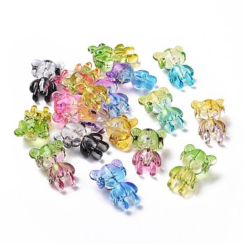 Two Tone Transparent Acrylic Beads, Girl, Mixed Color, 34x23.5x15.5mm, Hole: 3mm