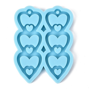 Heart Pendant Silicone Molds, Resin Casting Molds, For UV Resin, Epoxy Resin Jewelry Making, Dark Cyan, 82x63x7mm