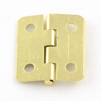 Wooden Box Accessories Metal Hinge, 180 Degree Fixed, Golden, 19x16x2mm, Hole: 2mm