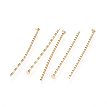 304 Stainless Steel Flat Head Pins, Real 24K Gold Plated, 22 Gauge, 20.3x0.6mm, Head: 1.4mm