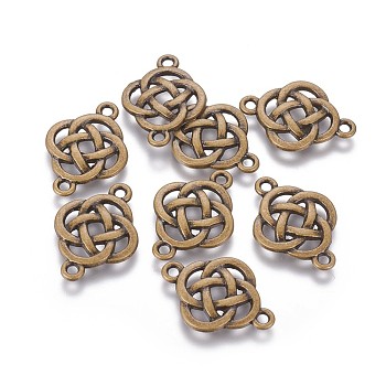 Flower Knot Tibetan Style Alloy Links connectors, Cadmium Free & Nickel Free & Lead Free, Antique Bronze, 25x18x2mm, Hole: 2mm