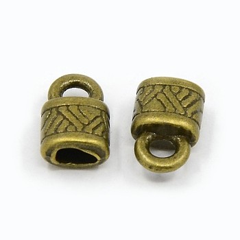 Tibetan Style Alloy Cord Ends, End Caps, Lock, Antique Bronze, Lead Free & Cadmium Free & Nickel Free, 10x6.5x4.5mm, Hole: 2.5mm