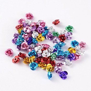 Mixed Color Aluminum Rose Flower Tiny Metal Beads(X-AF6MM00MY)-2