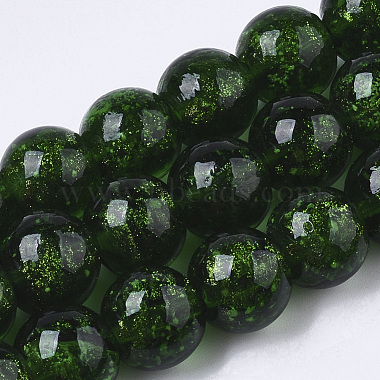 12mm Green Round Lampwork Beads