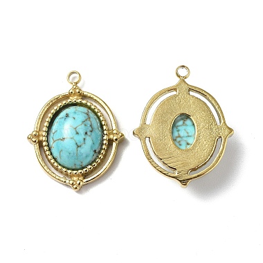 Vacuum Plating 201 Stainless Steel Natural Turquoise Pendants(STAS-C064-VC869)-3