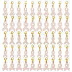 80Pcs 5 Styles Alloy Enamel Pendant Decoration, with Alloy Lobster Claw Clasps, Awareness Ribbon, Pink, 40mm, 16pcs/style(HJEW-GO00235)