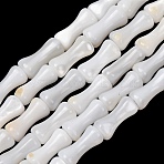 Natural Freshwater Shell Beads Strands, Bamboo Stick, White, 8x4mm, Hole: 0.6mm, about 23~24pcs/strand, 7.17''~7.28''(18.2~18.5cm)(SH-CBA2978-13)