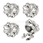 4Pcs Alloy Rhinestone Cuff Buttons, Cufflink Findings for Apparel Accessories, Flower, Platinum, 20x18x10mm, Hole: 9x5.5mm(FIND-NB0006-08P)