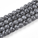 Transparent Baking Paint Glass Beads Strands, Round, Two Tone, Black, 7.5~8mm, Hole: 1.2mm, about 80~82pcs/strand, 26.77~27.56 inch(68~70cm)(X-DGLA-N009-8mm-10)
