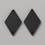 Rhombus Acrylic Mirror Sew on Rhinestones, Garments Accessories, 2-Hole Links, Black, 23.5x13.5x1.5mm, Hole: 1.2mm(FIND-WH0139-620C-02)