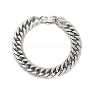 Non-Tarnish 304 Stainless Steel Cuban Link Chain Bracelets for Men, Stainless Steel Color, 9-1/2 inch(24cm)(BJEW-B093-03P)