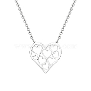 Stainless Steel  Pendant Necklaces, Hollow Heart, Stainless Steel Color, No Size (MV1816-2)
