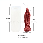 Virgin Mary DIY Silicone Candle Molds, Handmade Aromatherapy Silicone Mold, White, 13.5x4.5cm(PW-WG93857-01)