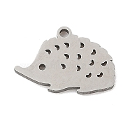 304 Stainless Steel Charms, Laser Cut, Hedgehog Charm, Anti-Tarnish, Stainless Steel Color, 8x11x1mm, Hole: 1mm(STAS-S174-01P)