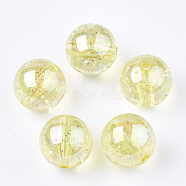 Transparent Acrylic Beads, with Glitter Powder, Glitter Beads, Round, Champagne Yellow, 19~19.5x19mm, Hole: 2.5mm, about 110pcs/500g(TACR-T006-01A-11)