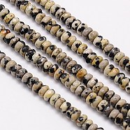 Natural Dalmation Jasper Beads Strands, Faceted, Rondelle, Colorful, 4x2.5mm, Hole: 0.5mm(G-G551-03)