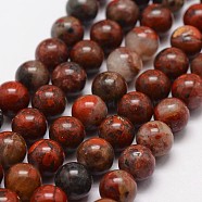 Natural Brecciated Jasper Beads Strands, Round, 8mm, Hole: 1.2mm, 48pcs/strand, 15.7 inch(G-N0182-01-8mm)