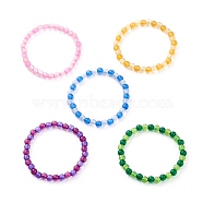 Transparent Acrylic Round Beads Stretch Bracelets for Kids, Mixed Color, 1/4 inch(0.6cm), Inner Diameter: 1-3/4 inch(4.6cm)(BJEW-JB06505)