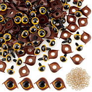 Half Round Plastic Craft Safety Eyes & Eyelid Sets, Doll Making Supplies, with Plastic Washer, Goldenrod, 18.5x13.5mm, 300pcs/set(DOLL-WH0002-12A)