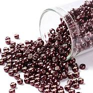 TOHO Round Seed Beads, Japanese Seed Beads, (564) Galvanized Cabernet, 8/0, 3mm, Hole: 1mm, about 222pcs/10g(X-SEED-TR08-0564)