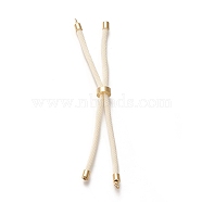 Nylon Twisted Cord Bracelet Making, Slider Bracelet Making, with Eco-Friendly Brass Findings, Round, Golden, Moccasin, 8.66~9.06 inch(22~23cm), Hole: 2.8mm, Single Chain Length: about 4.33~4.53 inch(11~11.5cm)(X-MAK-M025-149)