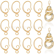 30Pcs Brass Earring Hooks, with Horizontal Loops, Nickel Free, Real 18K Gold Plated, 15.5x11x2mm, Hole: 1.5mm, 18 Gauge, Pin: 1mm(KK-BC0008-80)
