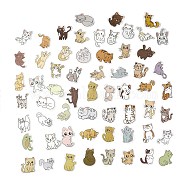 60Pcs 60 Styles PVC Plastic Cat Cartoon Stickers Sets, Waterproof Adhesive Decals for DIY Scrapbooking, Photo Album Decoration, Cat Pattern, 39~52x31.5~60.5x0.3mm, 1pc/style(STIC-P004-27B)