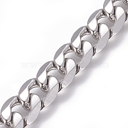 304 Stainless Steel Cuban Link Chains, Twisted Chains, Unwelded, Stainless Steel Color, 10mm, Links: 13.5x10x3mm(CHS-L020-023P)