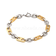 304 Stainless Steel Oval Link Chain Bracelets, with 201 Stainless Steeel Findings, Golden & Stainless Steel Color, 8-1/2 inch(21.5cm)(BJEW-B078-116GP)