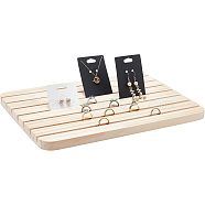 Wooden Display Stand, for Ring Earrings Necklace Bracelet Organizer, Rectangle, Blanched Almond, 33.5x23.4x1.65cm(ODIS-WH0025-64)