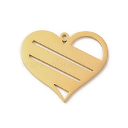 Ion Plating(IP) 304 Stainless Steel Pendants, Laser Cut, Heart Charm, Real 18K Gold Plated, 30.5x35x1.5mm, Hole: 1.8mm(STAS-K270-19G)